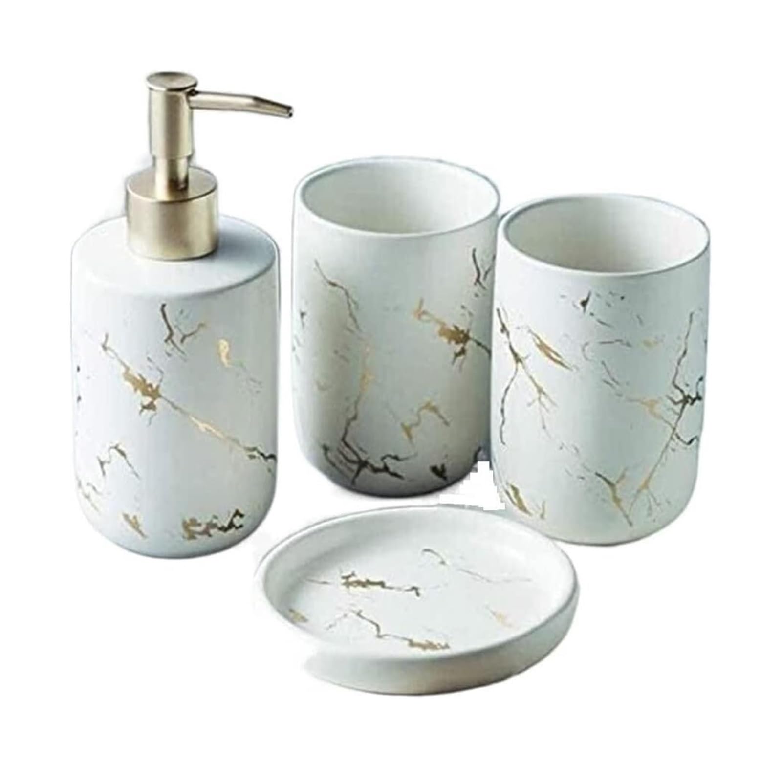 Completo da bagno in ceramica 4 pezzi for arredo , include piatto(Black)