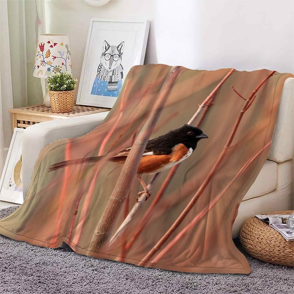 Kocyk Rudzik Czerwone Oko Koce Gałęzi Pojedynczy Ciepły Koc Miękki Ciepły, Puszysty Koc Sofa Flanelowa 180 x 200 cm na wszystkie pory roku
