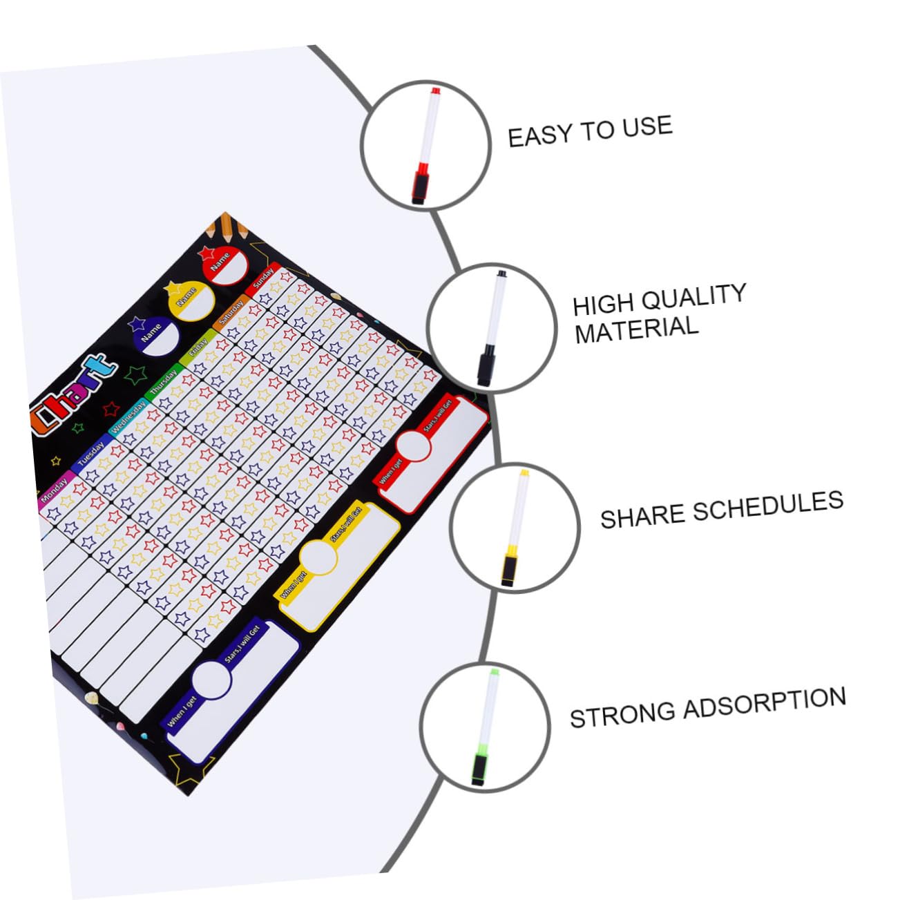 DOITOOL Magnetische Kühlschrank-kreidetafel Für Junge Mädchen Aufgabenverantwortungstafel Aktivitäts-belohnungstafel Zeitplandiagramm Belohnungsdiagramm