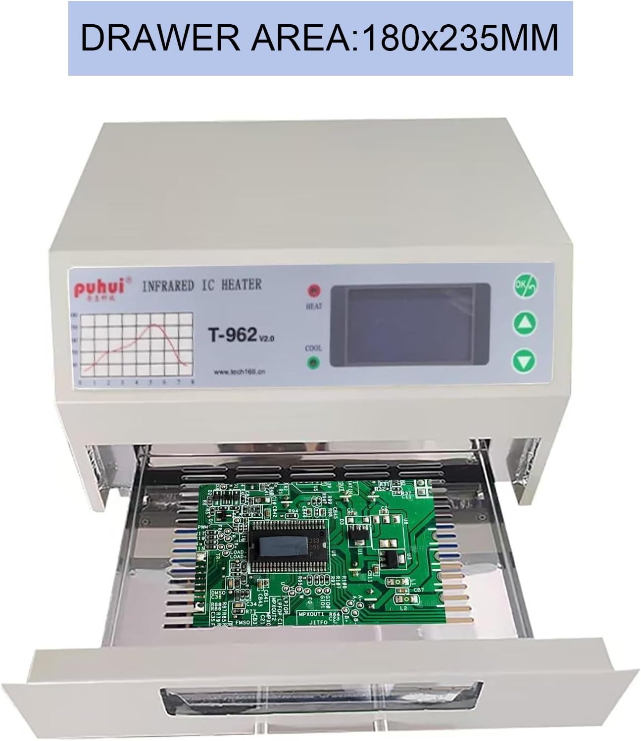 800W Reflow Oven,T-962 Reflow Soldering Station, PCB Board SMD SMT BGA Rework Station Tool With Hot Air Circulation Reflow Oven