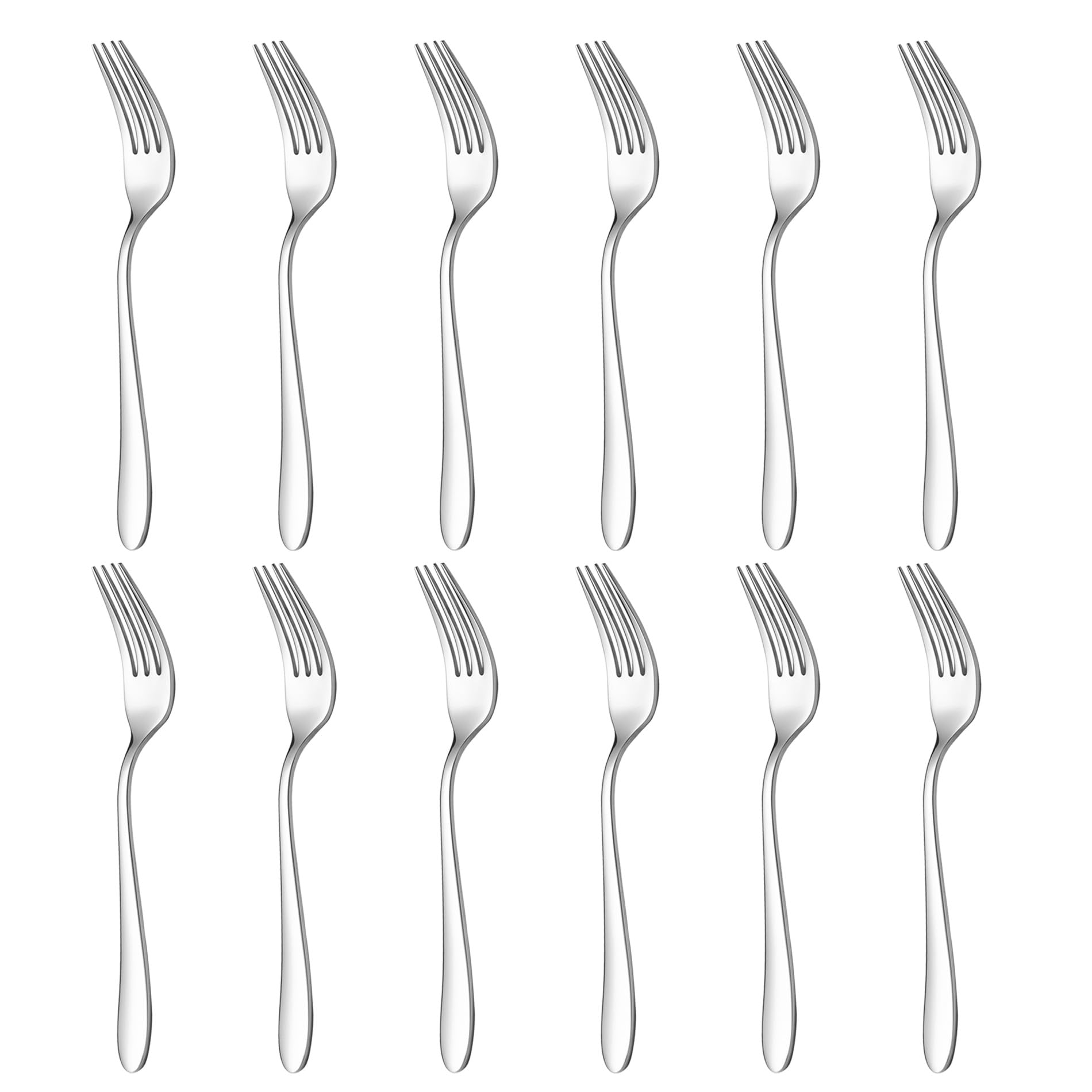 Set di 12 forchette da tavola in acciaio inox, con design senza tempo, per casa/ristorante/cucina, forchette grandi da 20 cm, lucidate a specchio, lavabili in lavastoviglie