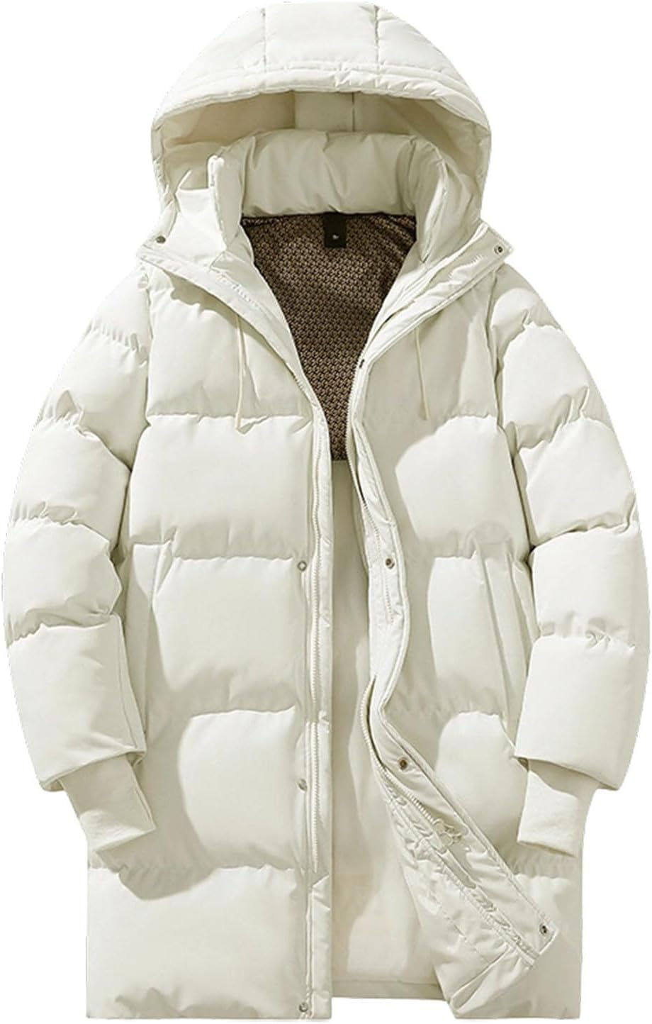 Long Puffer Jacket Men Hooded Waterproof Insulated Padded Jacket Thicken Puffy Warm Windbreaker Parka Coat Pockets