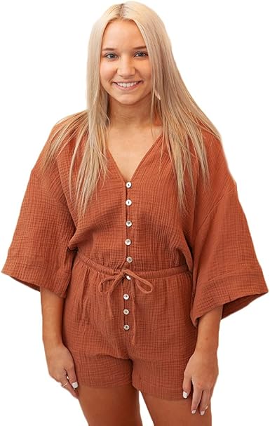 Gauze romper womens Clearance