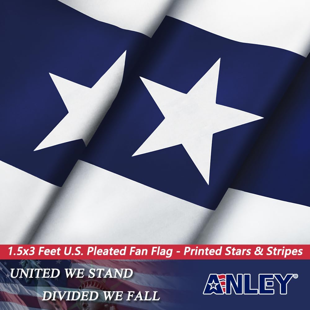 Anley US National Pleated Fan Flag, 1.5x3 ft American Bunting Flag Patriotic Stars & Stripes - Sharp Color and Fade Resistant - United States 1.5 x 3 Ft Half Fan Banner (12 Pack)