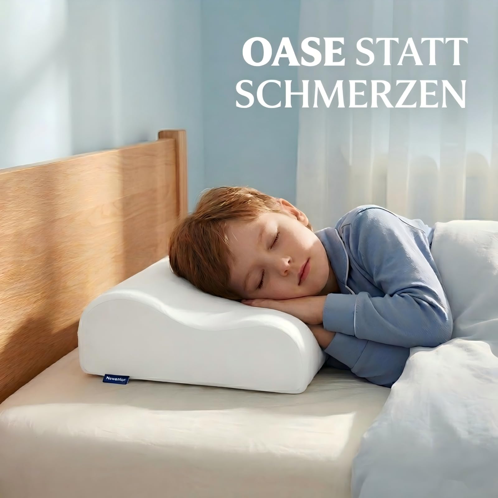 Newentor Almohada cervical de espuma viscoelástica ortopédica con 4 alturas de sueño, LullAnna Cloud Dream Öko-Tex100 para un sueño sin preocupaciones, color blanco