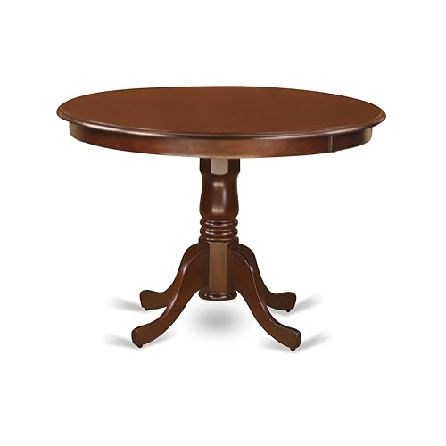 Miniatura 3 de East West Furniture HLDU3-MAH-LC Juego de mesa de comedor de 3 piezas para espacios pequeños contiene una mesa de comedor redonda con pedestal y 2