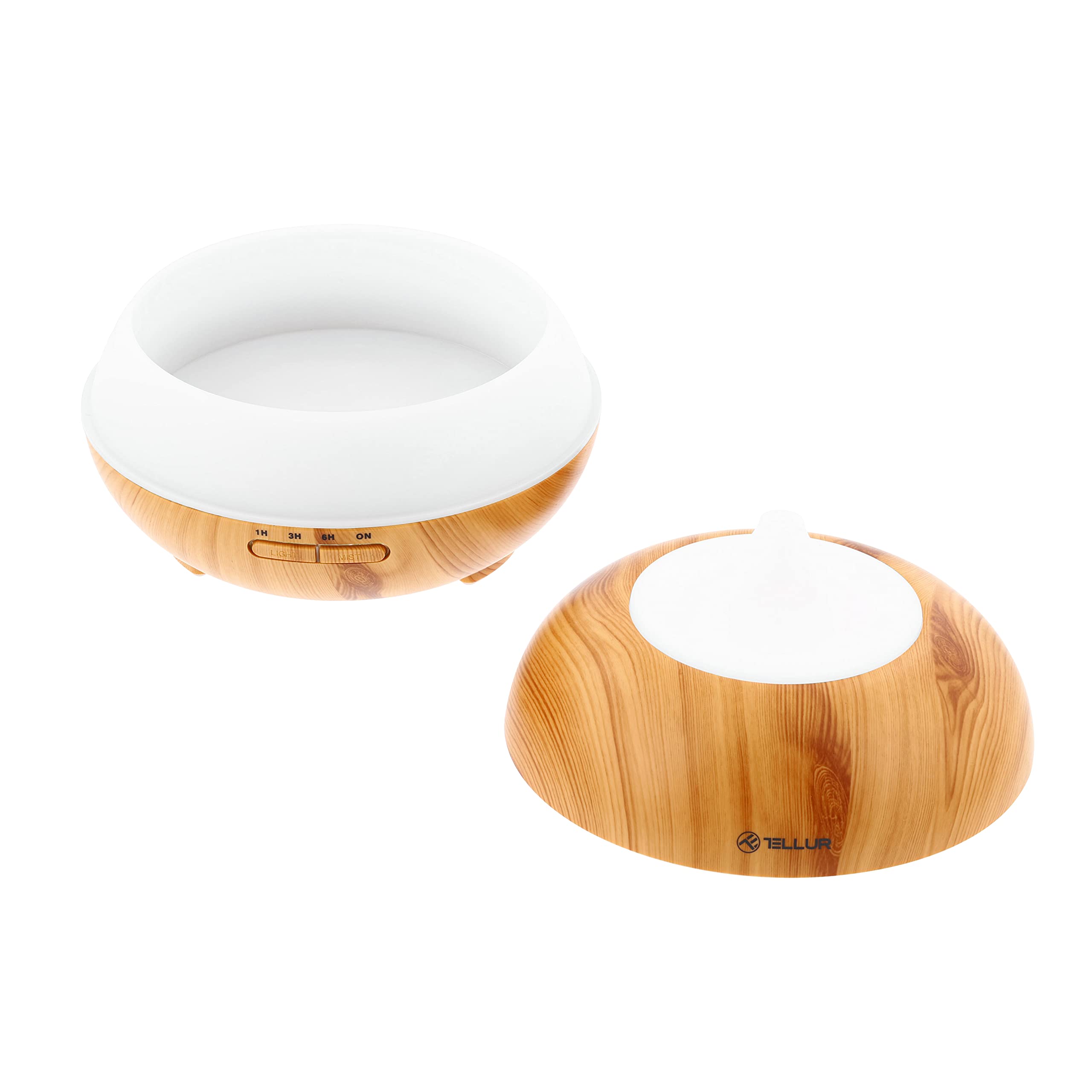Diffusore di aromi Tellur Smart ad Ultrasuoni, Controllabile sul tuo Smartphone, Compatibile con Alexa, Automazione con app dedicata, 300ml, LED RGB, Color Legno