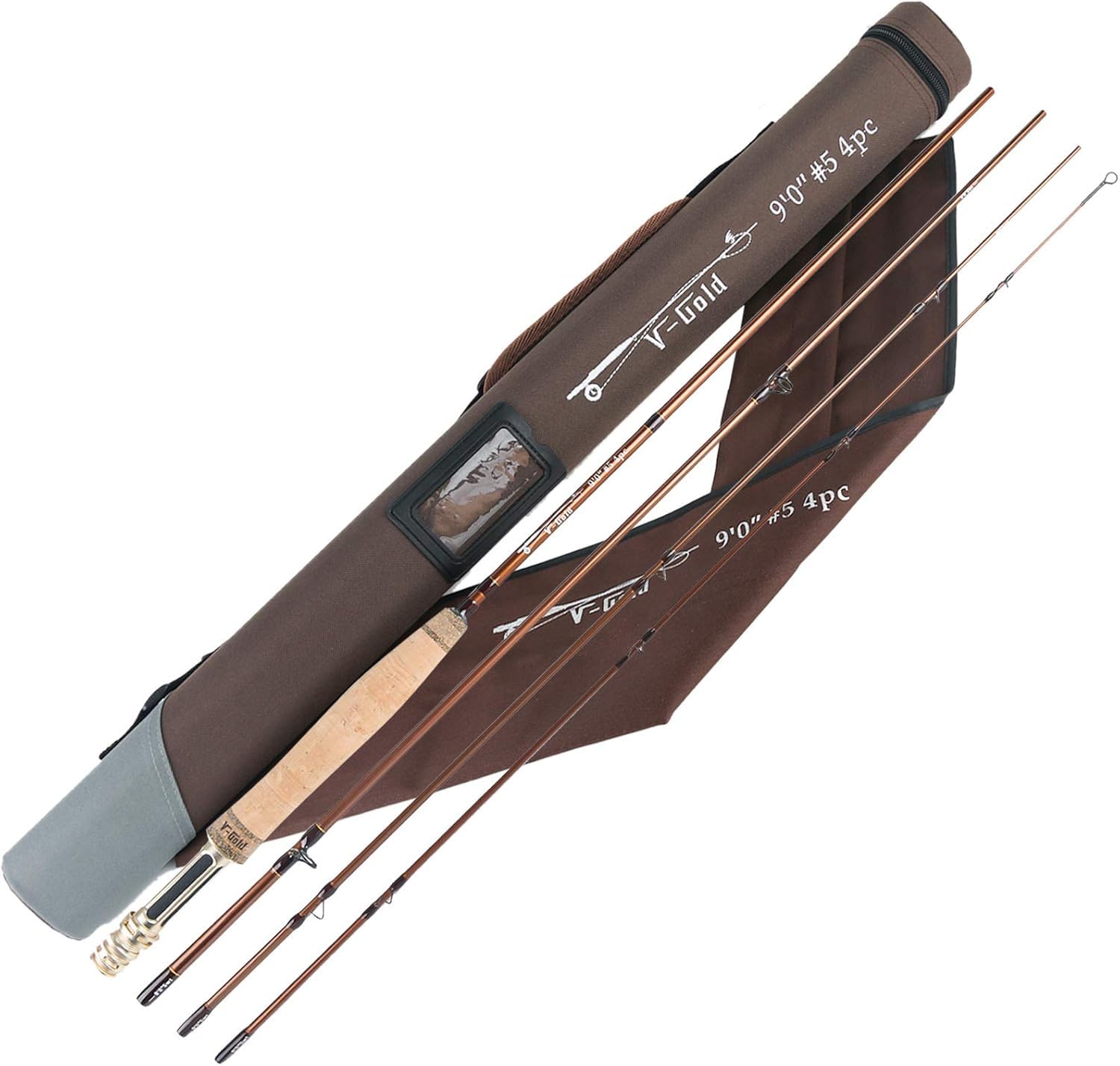 Maxcatch V-Gold Fly Fishing Rod 4/5/6/8wt 9ft IM12 Graphite 4-Piece Fly Rod with Cordura Tube (V-Gold Rod, 9' 8wt 4sec, M.Fast)