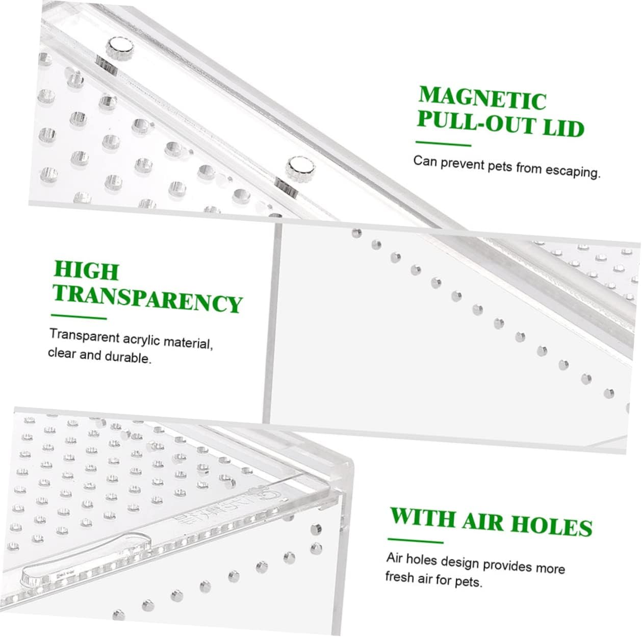 Practical Reptile Habitat Box Enclosure for Tarantulas Lizards and Small Animals Easy Observation No Assembly Required