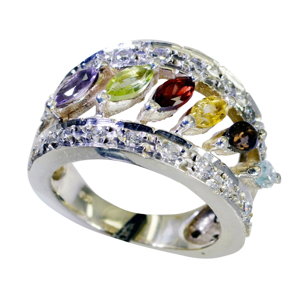 Argent sterling 0.925 bague marquise naturel-multicolore mixte - 7