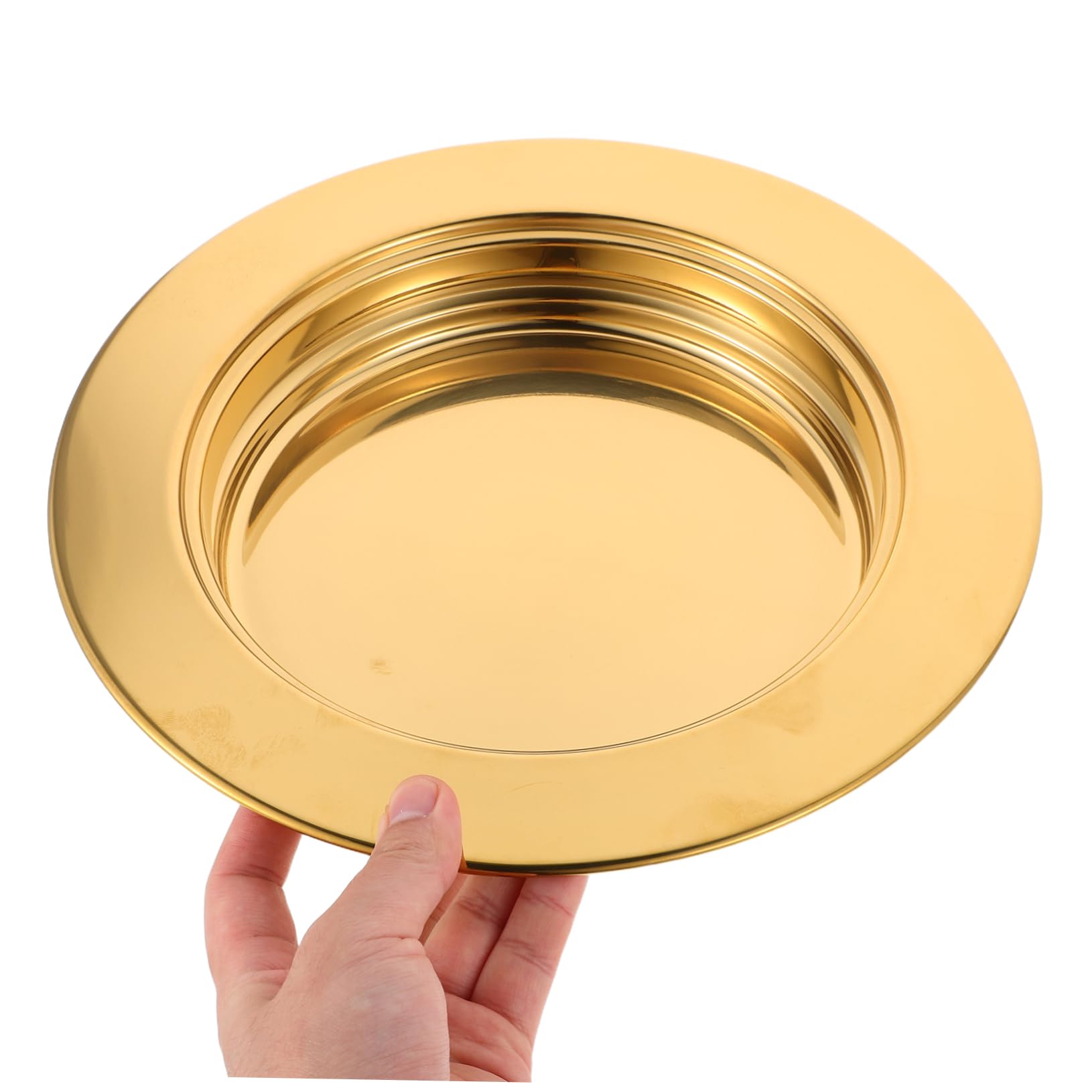 Cabilock Bandeja De Comunión Metálica Dorada Plato Portátil para Comunión De Acero Inoxidable Bandeja Decorativa para Servicios Religiosos Interiores y Exteriores para Celebraciones Iglesia