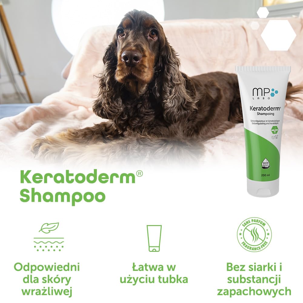 MP Labo Keratoderm® Szampon 200 ml – regulujący wydzielanie sebum i złuszczający – technologia Skin Barrier Protect™ – dla psów i kotów