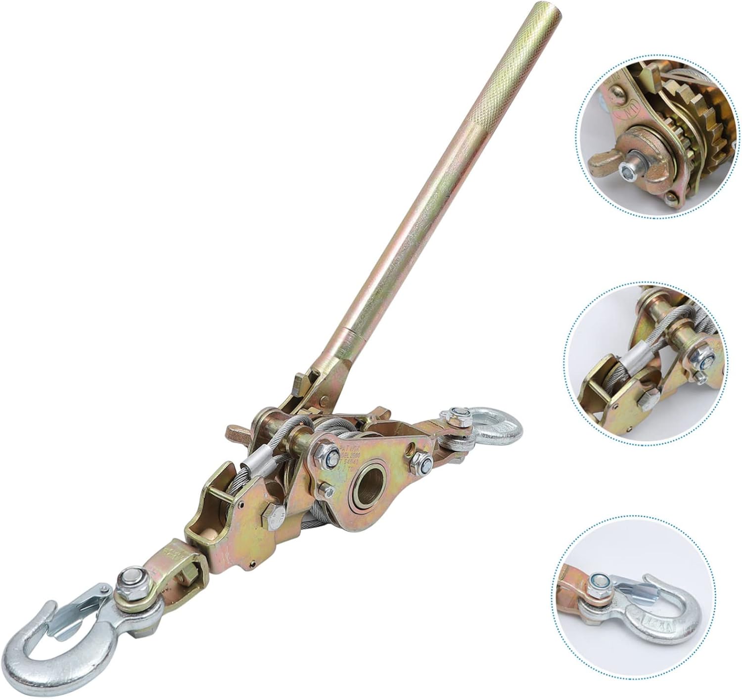 Gadpiparty Manual Steel Wire Tensioner Cable Grip Tool Dual Hooks for Electrical Construction 2 Ton Capacity Sturdy Wire Tightener for Logistics and Heavy Lifting