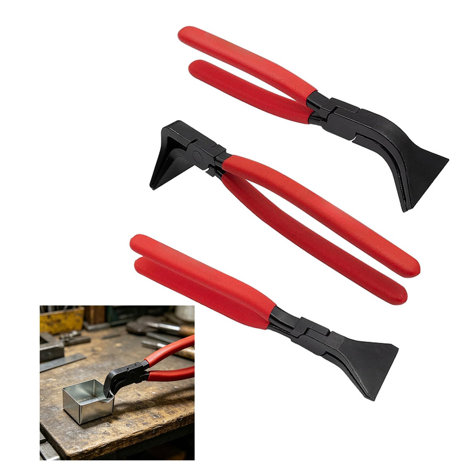 3 pinze professionali per aggraffatura a mano 45/90/180 gradi | Tetto di HVAC del metallo con la maniglia antiscivolo per la piegatura e l'appiattimento dello strato