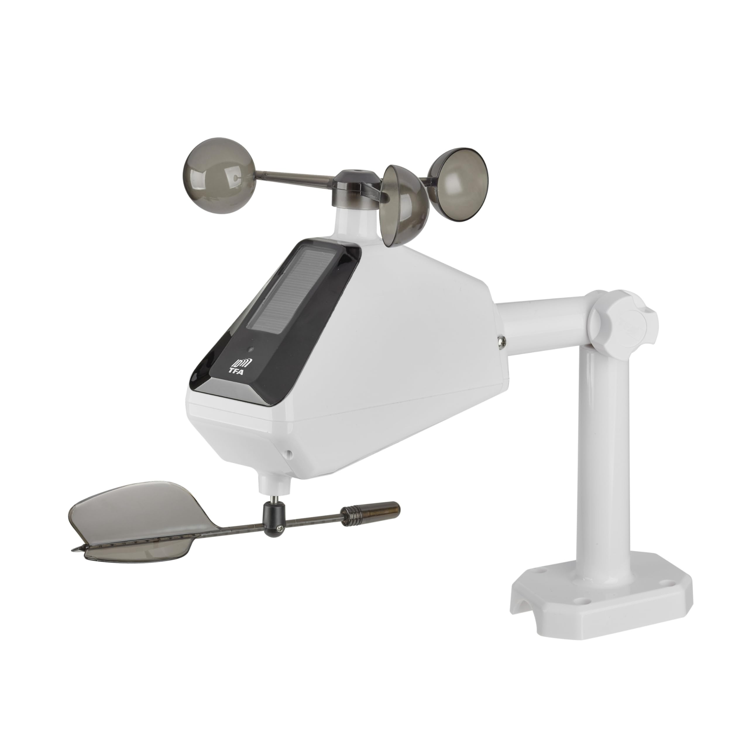 TFA Dostmann TFA-ID Windsender ID-A2, 30.3904, mit TFA.me System WLAN geeignet, Online Überwachung von Windrichtung/-geschwindigkeit, Windmesser, solar unterstützt, weiß
