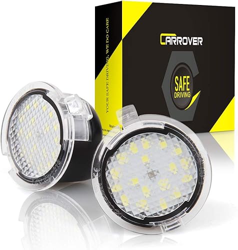 CAR ROVER Conjunto de luz de charco de espejo lateral LED completo con 6000 K xenón blanco repuesto para Ford F-150 Expedition Explorer Edge Flex