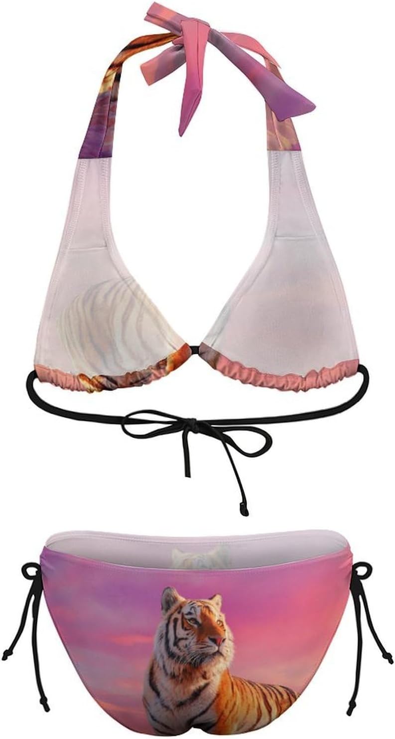 A Majestic Tiger Novelty Women's 2 Piece String Bikini Set Swimsuits Bathing Suit Swimwear