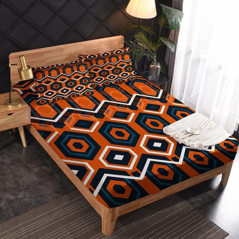 Miniatura 2 de Juego de sábanas geométricas tamaño Queen, sábanas tribales, microfibra suave y bolsillo profundo, sábanas y fundas de almohada con patrón sin