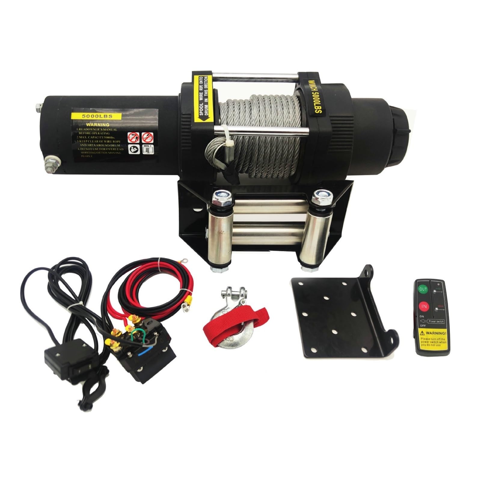 12v/24v 5000 Funtów Lina Syntetyczna Wciągarka Elektryczna Do Trakcji Przenośna Przyczepa Samochodowa Ciężarówka ATV Off Road Ze Sterowaniem Bezprzewodowym Wysoka łAdowność(12V no control)