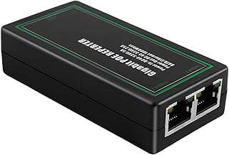 2 Ports Gigabit PoE Extender Indoor 1 in 2 Outputs, 1000 Mbps RJ45 Support IEEE802.3af/at, Extra Repeater 100 Meters Long Power Distance and Data Transmission for POE Camera/POE Device