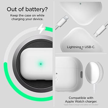 Spigen AirPods Pro 2 ile Uyumlu Kılıf Silicone Fit + Strap Askı ipi özellikli Kaymaz Silikon Beyaz Kapak - ACS05811 (Spigen TR Garantili)