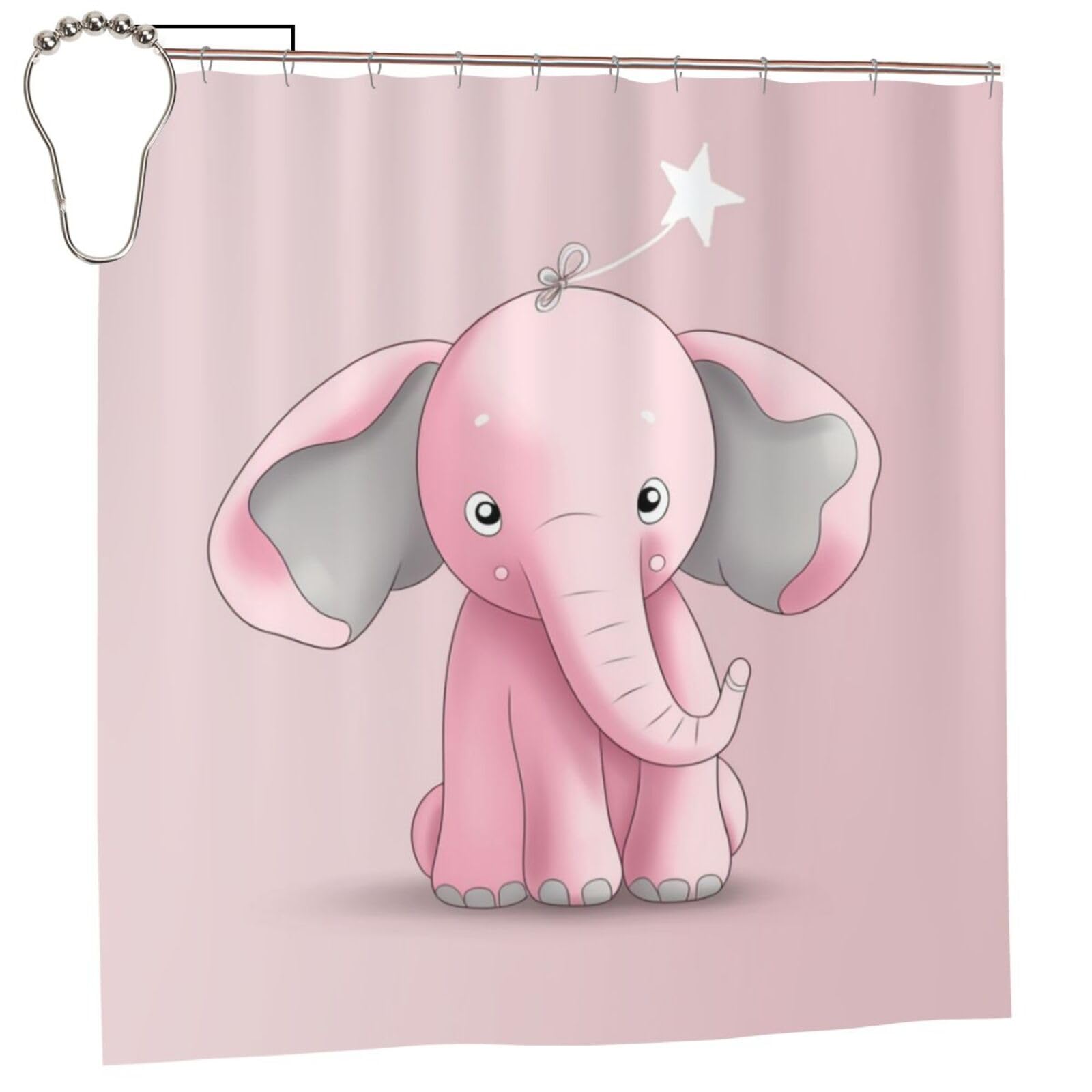 Rideau de douche éléphants imperméable pour salle de bain familiale