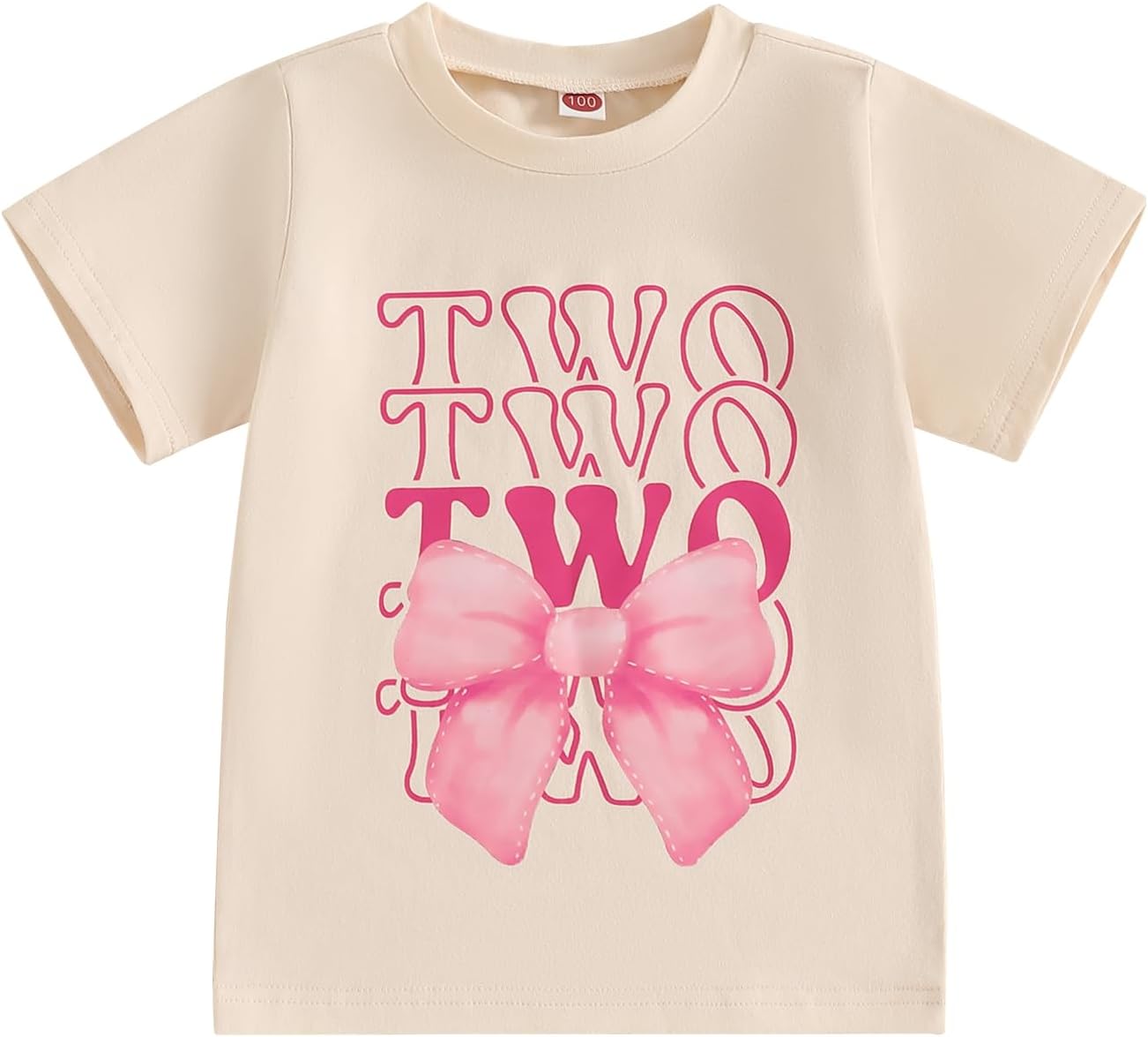 Toddler Baby Girl 1st 2nd 3rd 4th Birthday Outfit Bow One Two Three Four Year Old Short Sleeve T-Shirt Summer Clothes