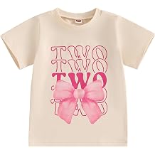 Toddler Baby Girl 1st 2nd 3rd 4th Birthday Outfit Bow One Two Three Four Year Old Short Sleeve T-Shirt Summer Clothes