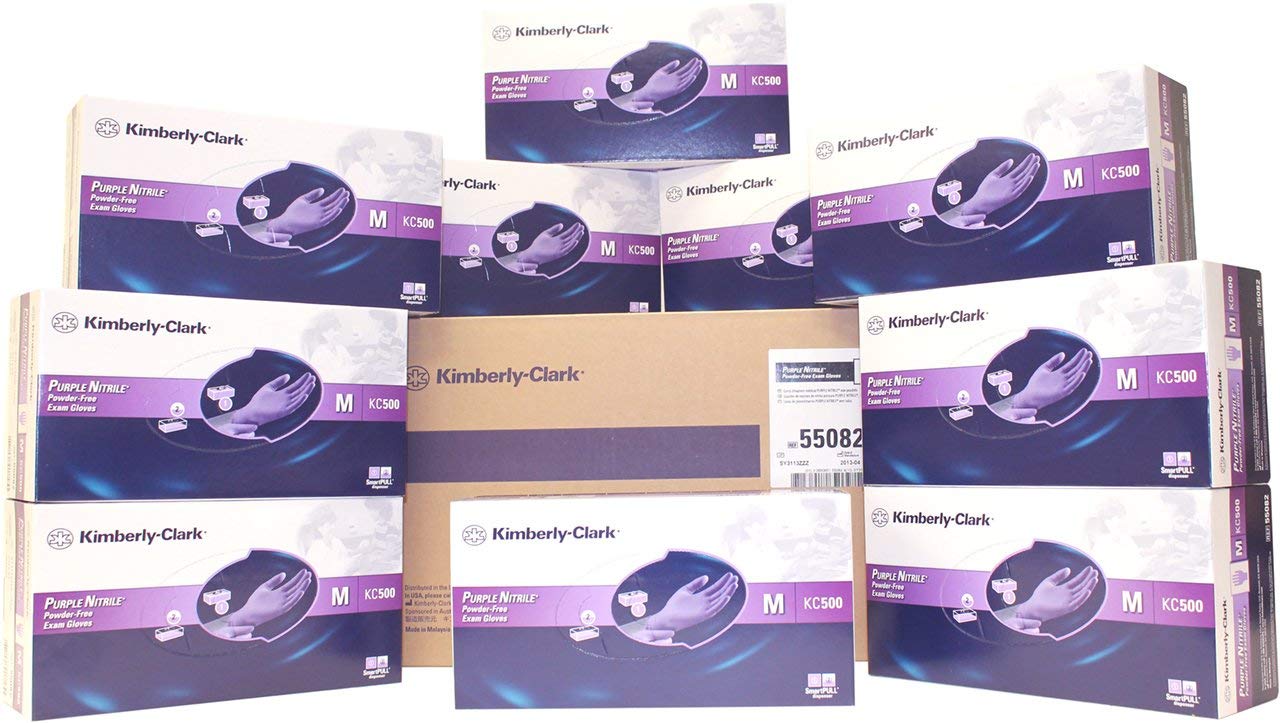 Halyard Health Purple Nitrile Exam Gloves SIZE: Medium, 100/BX (Case of 10 Boxes