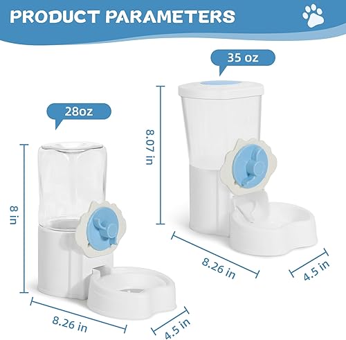 Miniatura 3 de Paquete de 2 dispensadores automáticos de agua para alimentos para mascotas, alimentador automático para conejos y botellas de agua para jaulas,