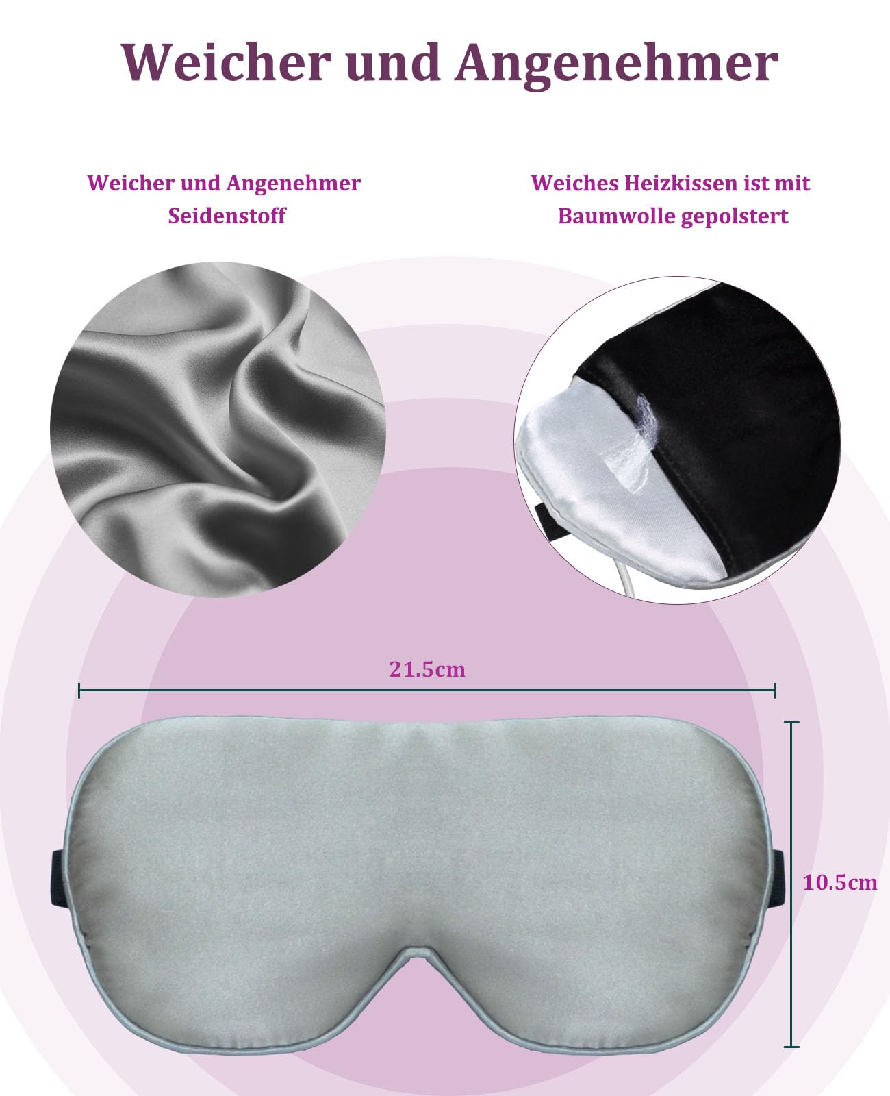 Maschera per gli occhi in seta riscaldata - Comprime calde per occhi gonfi, occhi secchi, blefarite, affaticamento, stili e MGD (grigio)