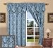 Elegance Linen® Luxury Jacquard Curtain Panel Set with Attached Valance 55" X 84 inch (Set of 2), Blue