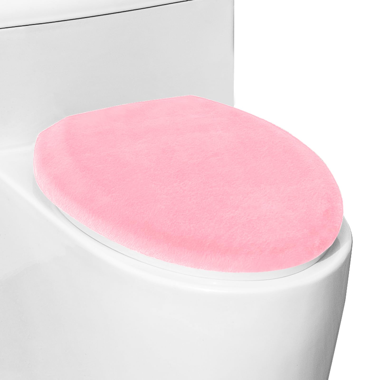 Comfortable Soft Plush Toilet Lid Cover for Bathroom, Machine Washable Toilet Seat Covers, Fits Most Round Elongated and Oblong Lids, Easy Installation& Cleaning (Pink) โ image 1
