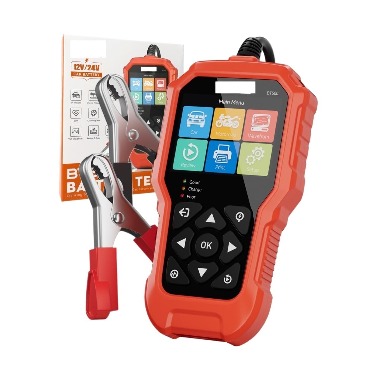 VDIAGTOOL BT500 6V 12V 24V Car Battery Tester with Waveform Diagra Diagnostic Analyzer Scanner Tool