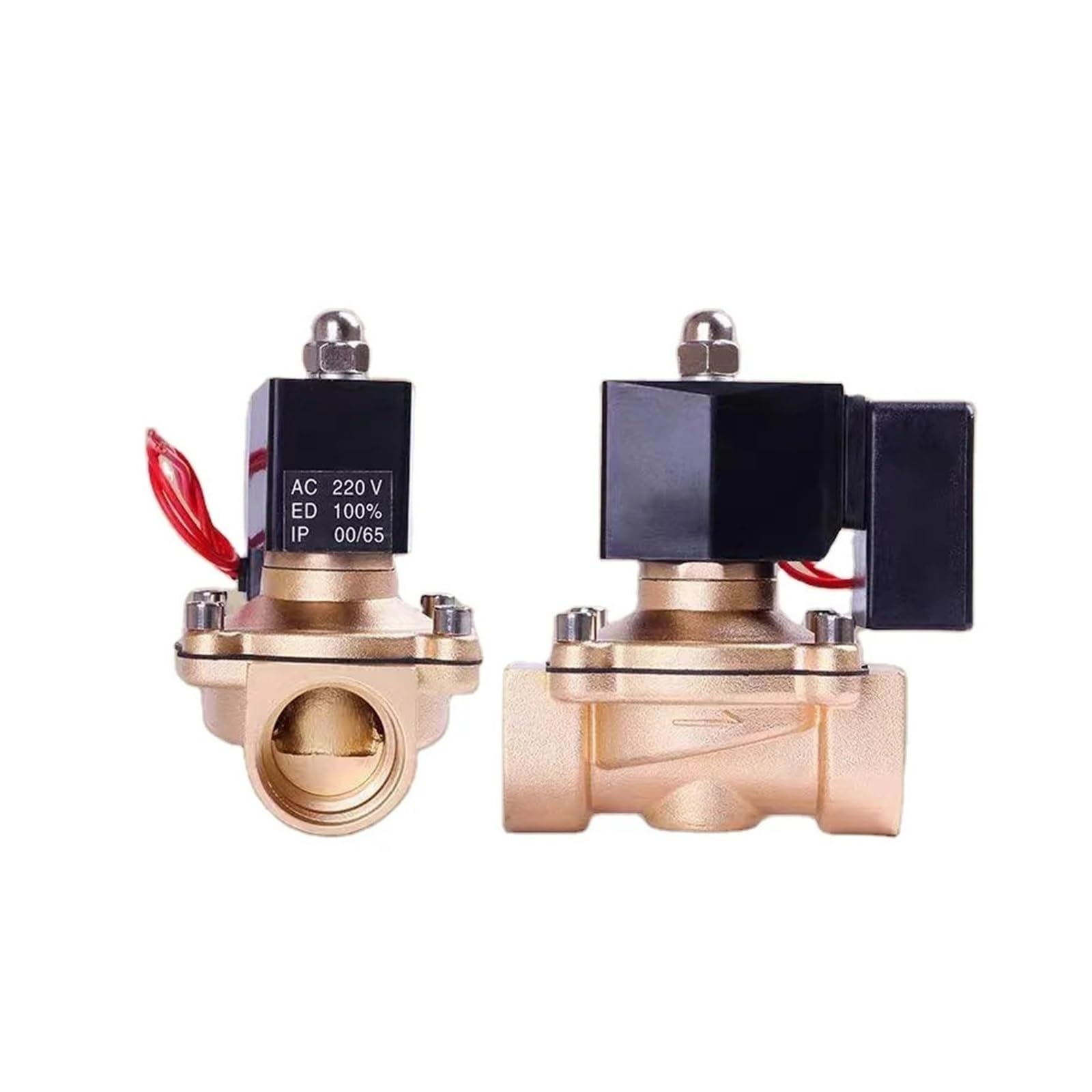 VSPPJYFG 3/8" Brass Non-Hot Normally Closed Solenoid Valve 220V 12V 24V Solenoid Valve for Long-time Working(3/8" npt Thread,AC220)