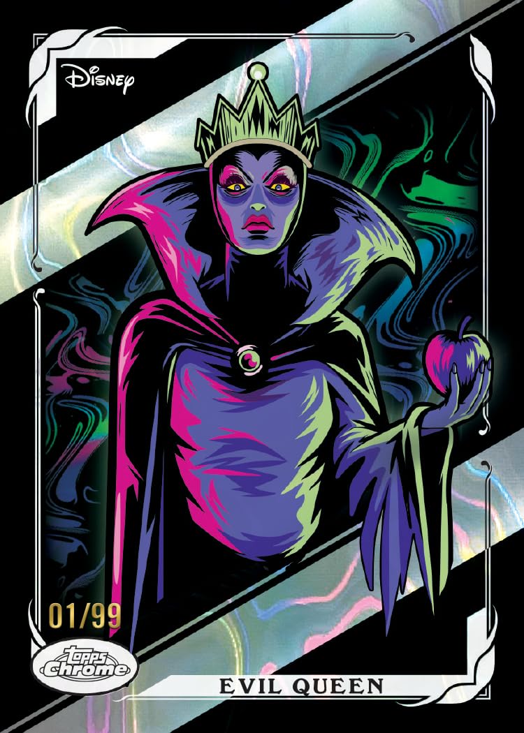 2026 Topps Disney Neon Advantage Box contiene 35 tarjetas con dos tarjetas base paralelas con tarjetas paralelas de diamante por caja.