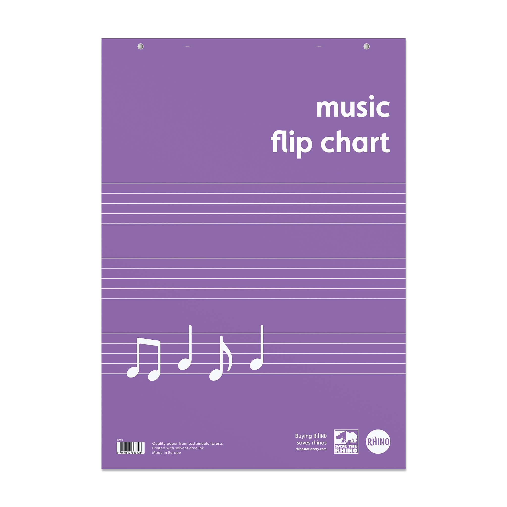 Rhino A1 Music Flip Chart Paper Pad, 60-Page / 20 Music 5 Stave Ruling with Plain Reverse, 5-Pack, 30-Leaf, Office & School Stationery Supplies