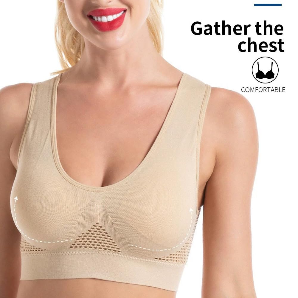 Musatteng Breathable Cool Liftup Air Bra,Supportive Womens Sports Bra Large Size No Underwire Comfy Bras for Woman S-7XL