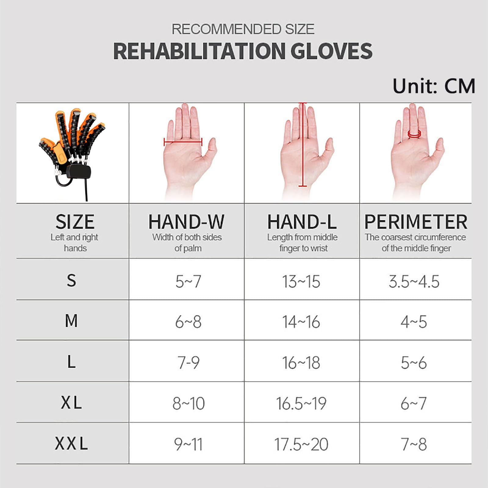 Guantes de Tratamiento de Rehabilitación,Equipo Recuperación Mano,Guantes Robóticos de Rehabilitación,para Pacientes con Parálisis Cerebral,Artritis,Accidente Cerebrova(Size:S,Color:Derecha)
