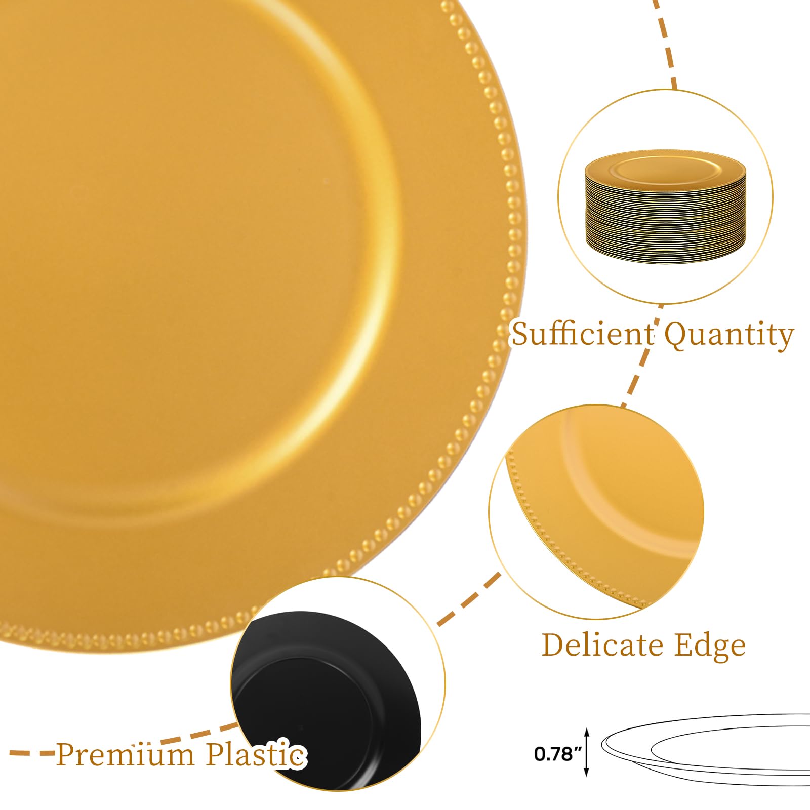 100-Pack Gold Charger Plates (13