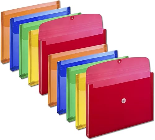 Miniatura 8 de 1InTheOffice Sobres de polietileno con botón y cierre de cuerda, cartera expandible, tamaño legal, colores surtidos, paquete de 10 unidades