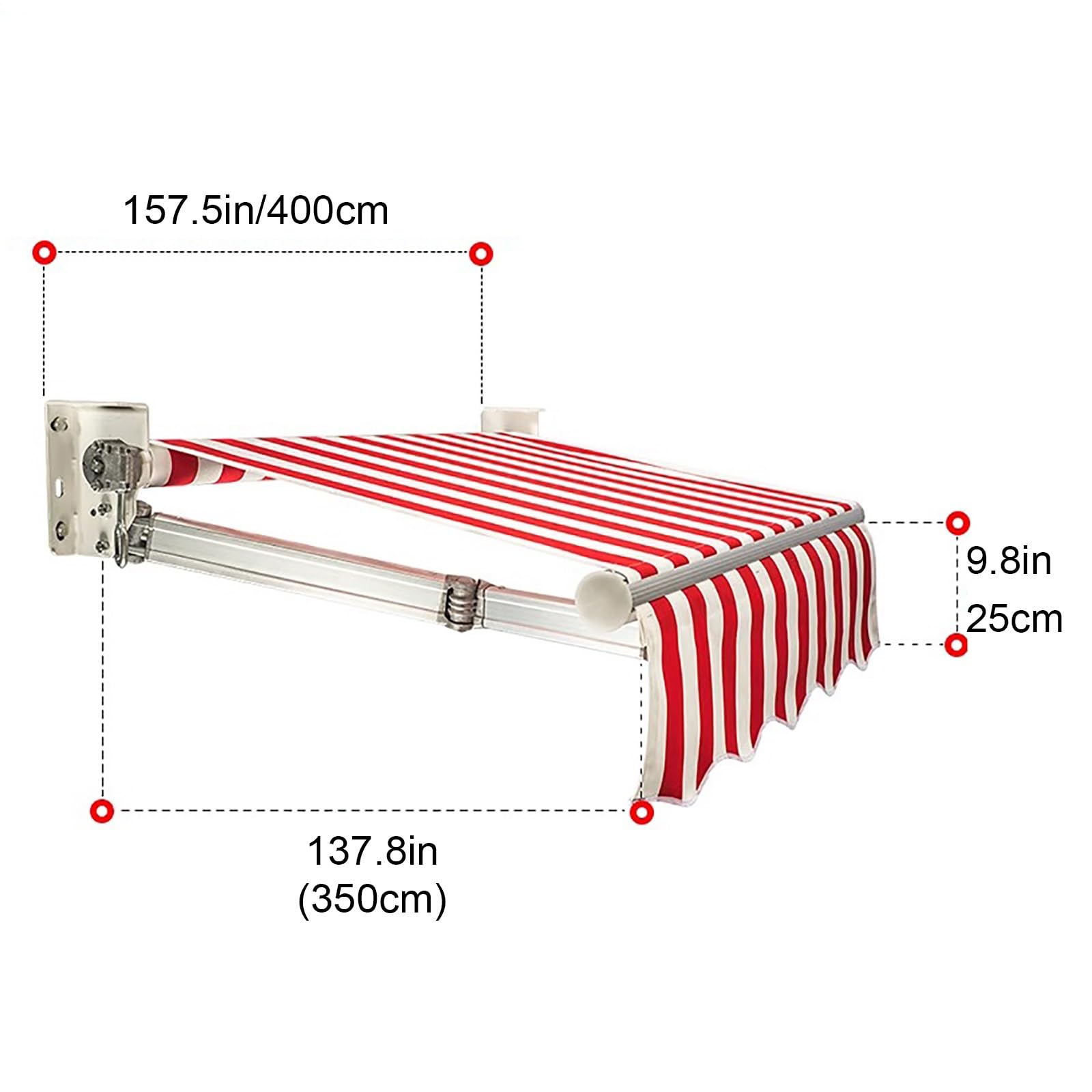 Tenda laterale retrattile per patio, tenda parasole impermeabile con tettoia regolabile per porta finestra, 4 x 1,5 m