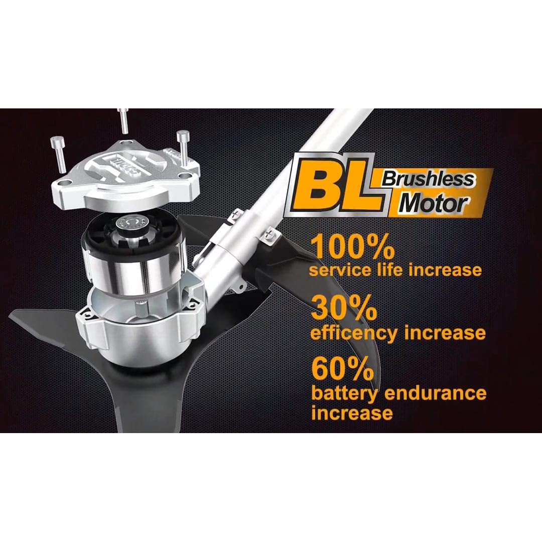 Ingco Cstli200285 - Desbrozadora a batería de 40 V doble batería 4 Ah cortabordes velocidad y potencia ajustables profesional jardinería