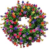 Scoutteemo 45cm Künstlicher Türkranz, Kranz Deko Frühling Sommer Türkranz Ganzjährig Haustür Bunter Bauernkranz für Wand Kamin Hochzeit Parties Schmücken Urlaub auf dem Bauernhof Outdoor Türkranz