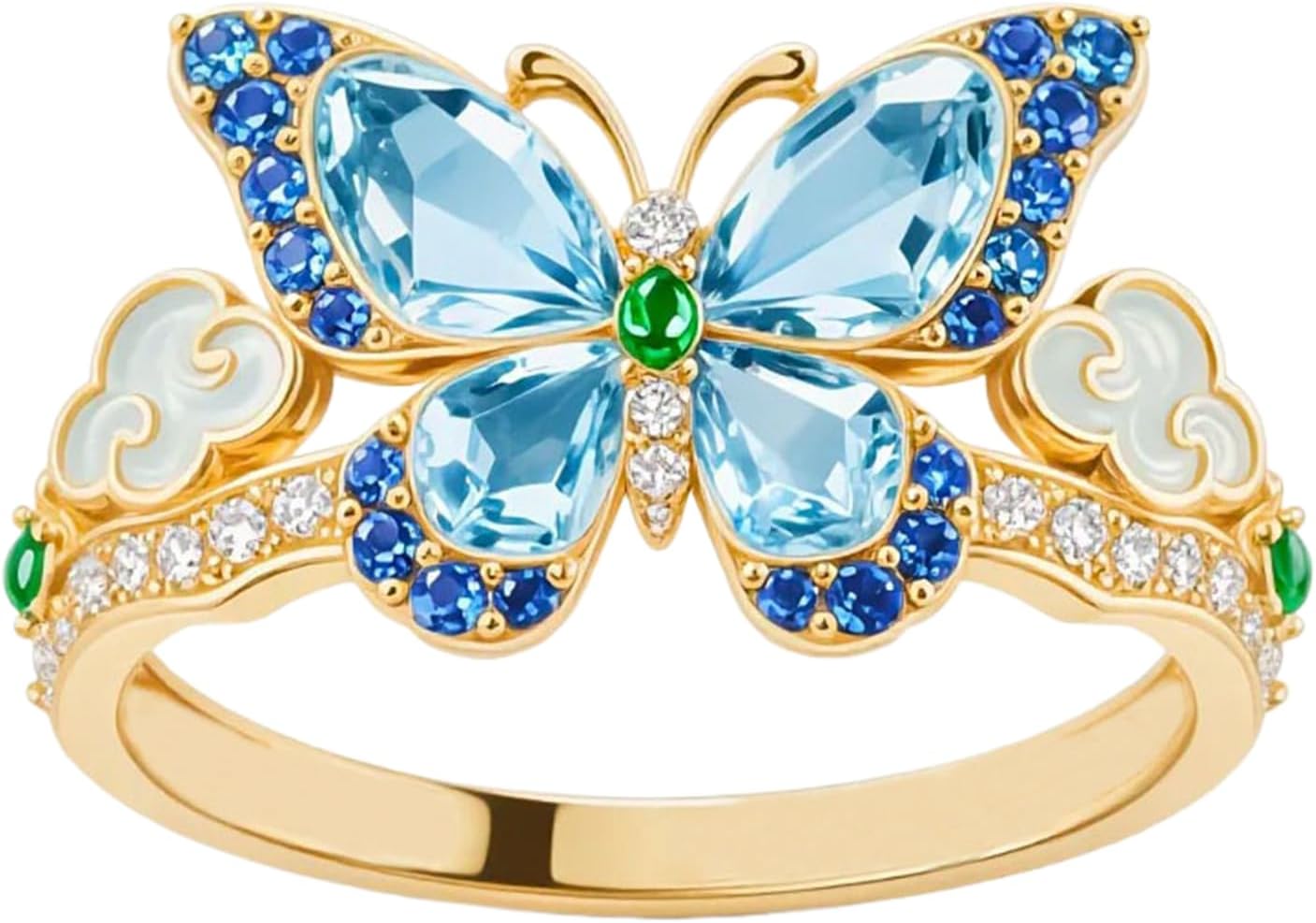 10k/14k/18k Real Gold Birthstone Butterfly Ring for Women, 925 Sterling Silver Moissanite Butterfly Bridal Wedding Ring, Anniversary Engagement Gift for Wife Mother, Free Engraving