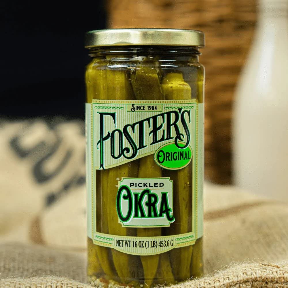 Foster's Pickled Okra in Jar, Original, 16oz, 2 Pack, Traditional Pickled Vegetables Recipe for over 40 years, Low Calorie Snack, Gluten Free, Fat and Preservative Free Pickles