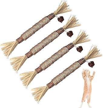 Cat Chewing Toy, Toothpaste, 4 Pieces, Pack of 4, Agatabi Tree, Cat Supplies, Chewing Stick, Natural Wood, Tartar Care, Bad Breath Care, Stress Relief, Non-toxic, Relieves Lack of Exercise