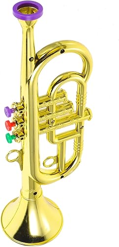 Miniatura 9 de STOBOK Trompeta de juguete de trompeta para niños, instrumentos de viento y latón Instrumentos musicales para niños Recuerdos de fiesta Herramienta