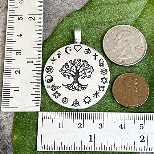 Coexist Pagan Jewelry Yggdrasil Tree Of Life Respect All Religion And Faith Love World's Peace Protection Amulet Silver Pewter Men's Pendant Necklace Wealth Safe Travel Lucky Charm Black Leather Cord #TOP30