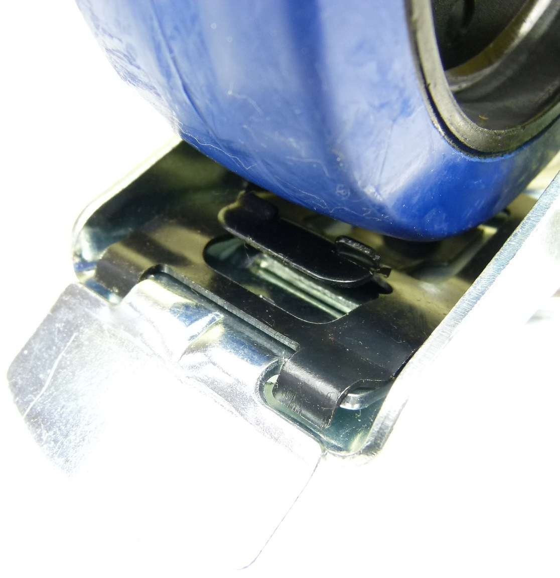 1 Satz 125mm Blue Wheels Lenkrollen mit Bremse/Feststellbremse + Bockrollen, Transportrollen Blau, 200kg / Rad - INDUSTRIEQALITÄT (2x Brems + 2x Bock)